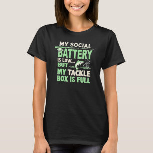 T-shirt Citation de pêche drôle Batterie sociale faible Bo