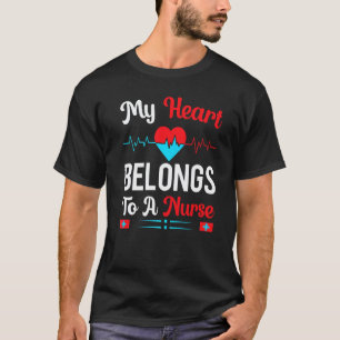 T-shirt Citation de petit ami infirmier mignon Mon cœur ap
