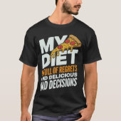 T-shirt Citation De Pizza Drôle - Mes Regrets De Régime (Devant)