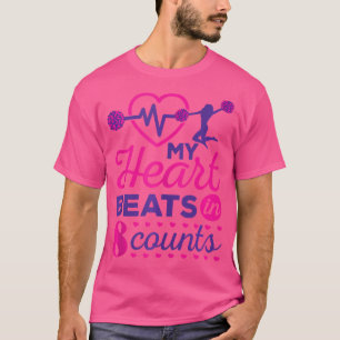 T-shirt Citation de pom-pom girl Mon cœur bat en 8 temps C