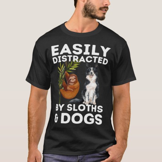 T-shirt Citation De Sloth Facilement Distrait Par Les Fent (Devant)