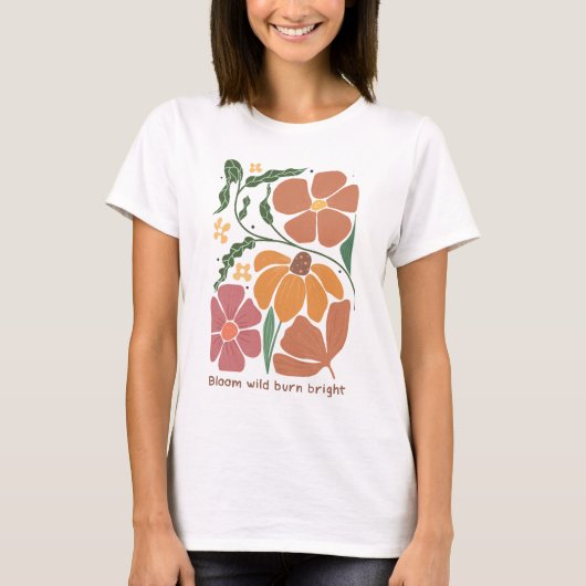 T-shirt Citation d'inspiration florale de Boho Retro (Devant)