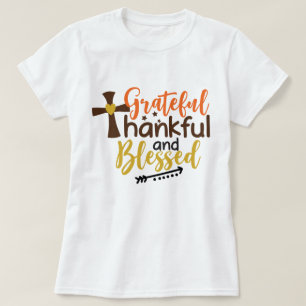 T-shirt Citation Femme Grateful Thankful Blessed