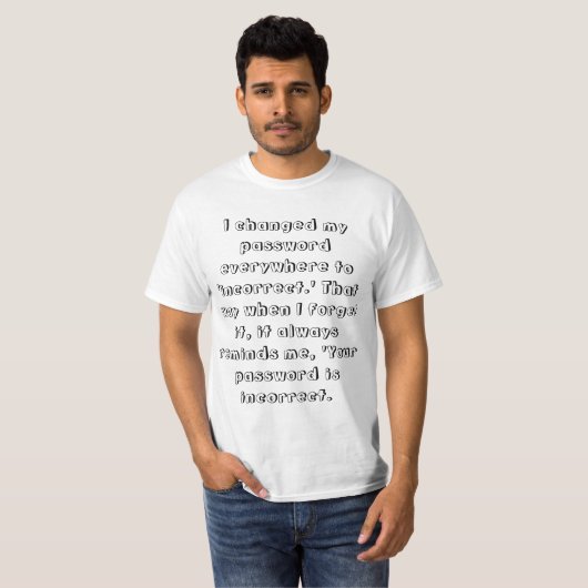 T-shirt Citation incorrecte de mot de passe (Devant entier)
