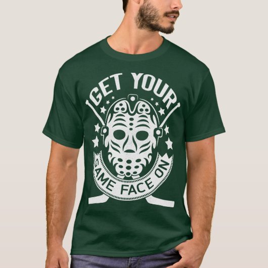 T-shirt Citation Masque Et Sticks De Hockey, Avec Impressi (Devant)