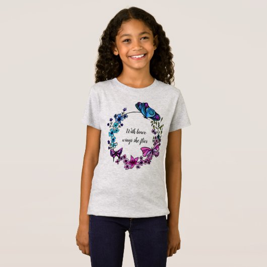 T-Shirt Citation ou nom faite sur commande de papillon et (Devant entier)