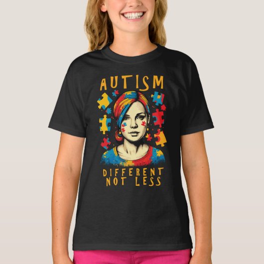 T-shirt Citation Positive Différente Pas Moins Sensibilisa (Devant)