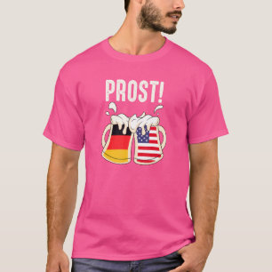 T-shirt Citation Prost Beer Mug Allemand Américain Drapeau