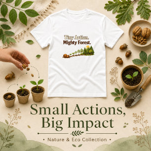 T-shirt Citation Tiny Action Mighty Forest
