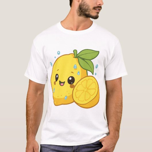 T-shirt Citron Citrus Jaune Clair Heureux (Devant)