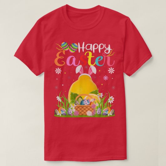 T-shirt Citron Fruit Bunny Oeuf Chasse Funny Lemon Happy E (Design devant)