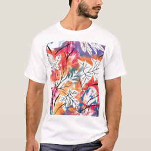 T-shirt Citrons dessinés à la main, Motif Feuille bleu.