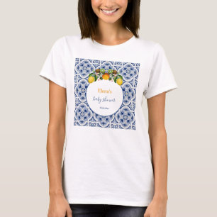 T-shirt Citrons d'Italie blanc et bleu Amalfi Baby shower