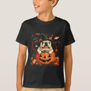 T-shirt Citrouille anglais Buldog Halloween Hommes d'actio