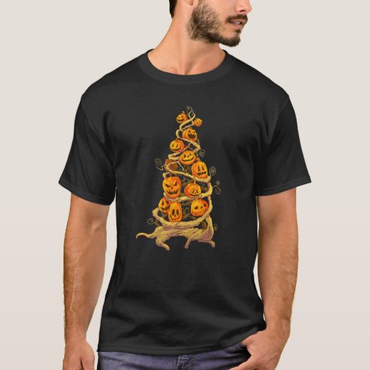 T-shirt Citrouille Arbre Patch Jackolantern Automne Hallow (Devant)