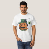 T-shirt Citrouille attrape l'araignée pour Halloween (Devant entier)