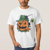 T-shirt Citrouille attrape l'araignée pour Halloween (Devant)