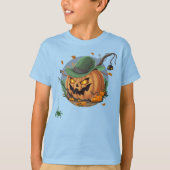 T-shirt Citrouille attrape l'araignée pour Halloween (Devant)