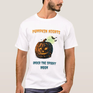 T-shirt Citrouille avec Pleine lune et Halloween