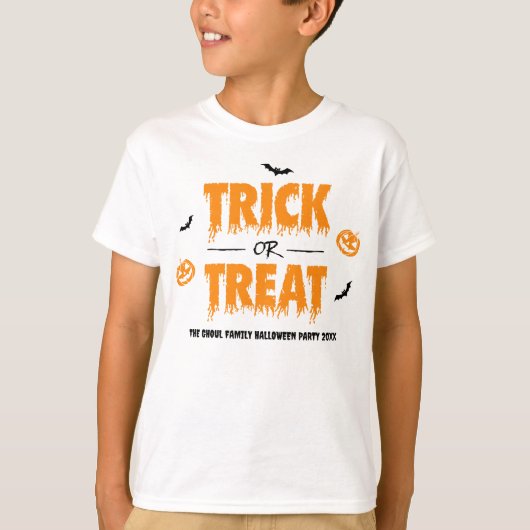 T-shirt Citrouille Bat Trick ou Traiter le thème de lumièr (Devant)