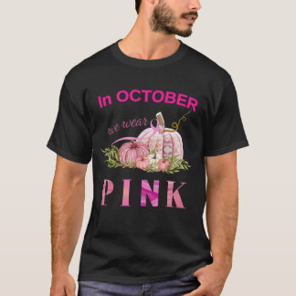 T-shirt Citrouille Cancer du sein En octobre nous portons 