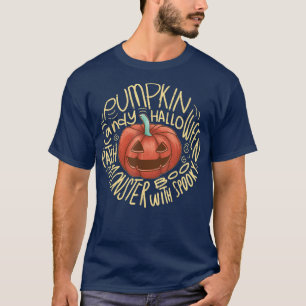T-shirt Citrouille Candy Halloween Patch Monster Boo avec
