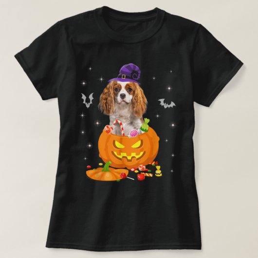 T-shirt Citrouille Cavalier King Charles Spaniel Halloween (Design devant)