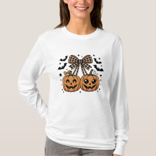 T-shirt Citrouille Cerise Arc Rose Halloween Coquette Épou