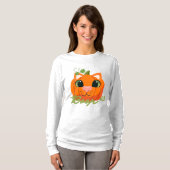 T-shirt Citrouille Chat Boop Le Nez Long Manche Tee (Devant entier)