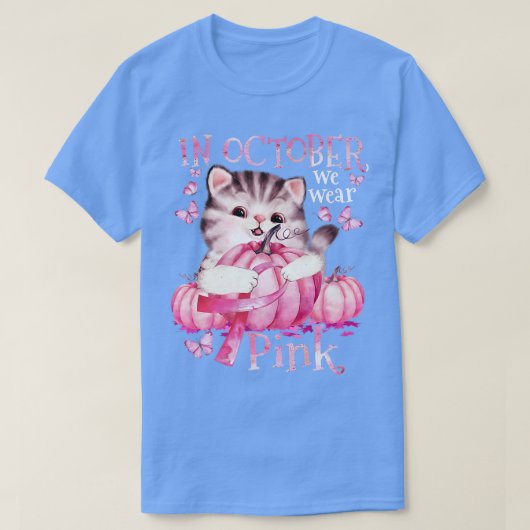 T-shirt Citrouille Chat Halloween En Octobre Nous Portons (Design devant)