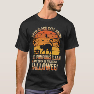 T-shirt Citrouille Chat Noir Halloween Design Vectoriel
