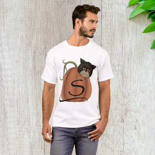 T-shirt Citrouille Chat Noir Lettre S Halloween