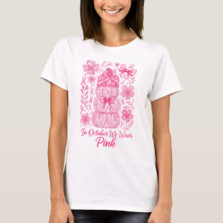 T-shirt Citrouille contre le cancer du sein En octobre nou