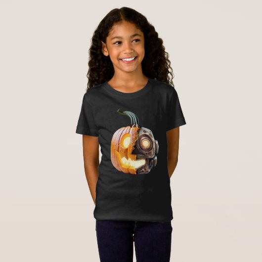 T-Shirt Citrouille cool Robot Halloween Thanksgiving Harve (Devant entier)