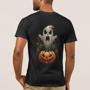 T-shirt Citrouille crânienne Halloween gothique en art poi