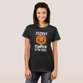 T-shirt Citrouille Cutest Dans Le Patch Drôle Halloween Me (Devant entier)