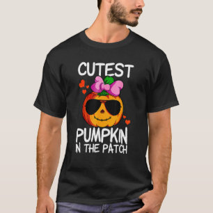 T-shirt Citrouille Cutest Dans Le Patch Enfants Filles Hal