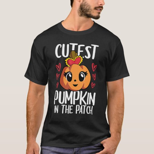 T-shirt Citrouille Cutest Dans Le Patch Les Filles Enfants (Devant)