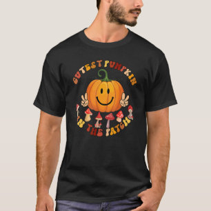 T-shirt Citrouille Cutest Dans Le Patch Retro Automne Auto