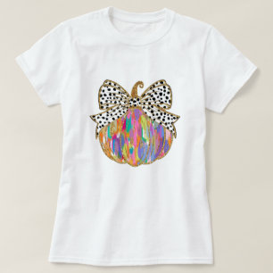 T-shirt Citrouille d'automne Bow Parties scintillant femme