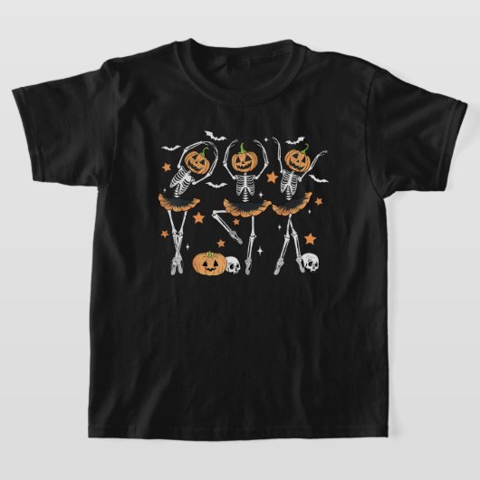 T-shirt Citrouille de ballet Squelette effrayant Halloween (Poser)