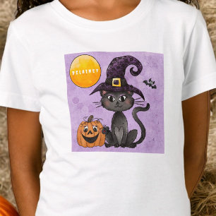 T-Shirt Citrouille de chat noir Halloween personnalisé