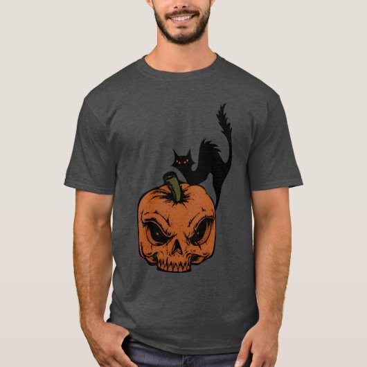 T-shirt citrouille de chat vintage (Devant)