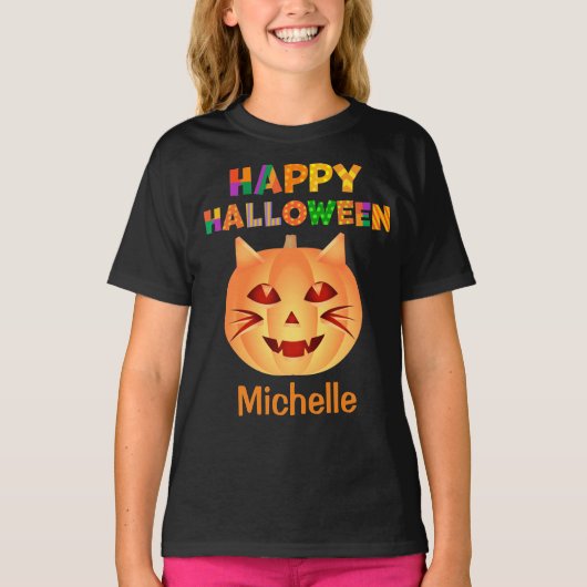 T-shirt Citrouille de chats d'Halloween (Devant)