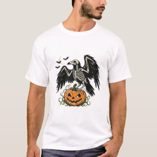 T-shirt Citrouille de corbeau squelette Halloween