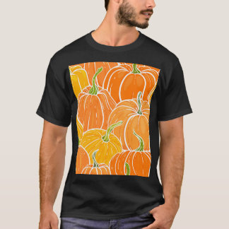 T-shirt Citrouille de dessin, motif d'automne mignon.