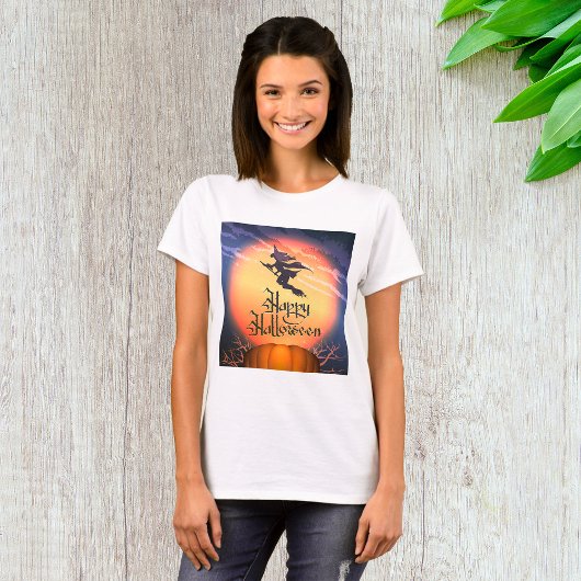 T-shirt Citrouille de la sorcière volante d'Hallow