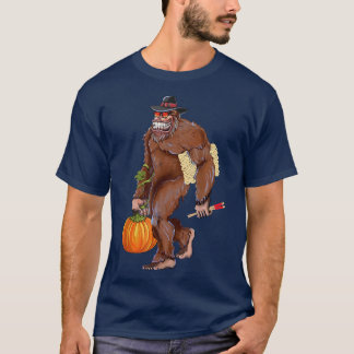 T-shirt Citrouille de pèlerinage de Bigfoot Sasquatch Rame