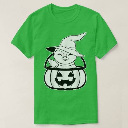 T-shirt Citrouille de pingouin Lazy Halloween Costume anim (Design devant)