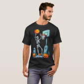 T-shirt Citrouille de squelette de basketball d'Halloween (Devant entier)